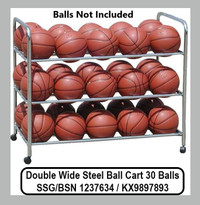 (NEW) Basketball Cart Steel Double Wide 30 Balls SSG/BSN 1237634