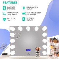 GlowPro, Mega G-Series LED Makeup Vanity Mirror with Bluetooth S