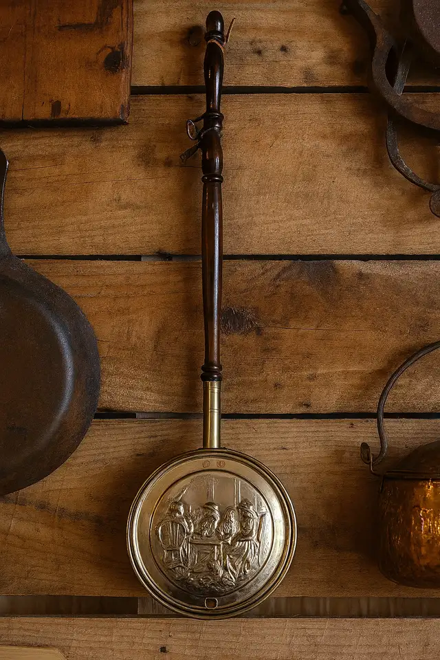 Vintage Brass Bed Warmer with Wood Handle – Farmhouse Décor63738377389827120