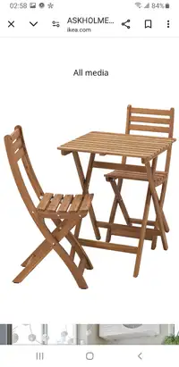 Wooden Foldable table and two chairs