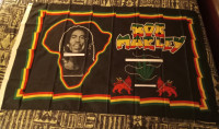 BOB MARLEY AFRICAN HUGE FABRIC FLAG WITH POT LEAF AND LIONS