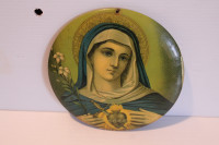 CELLULOID VIERGE MARIE COEUR SACRÉ  MEDAILLON Religieux 1920 s