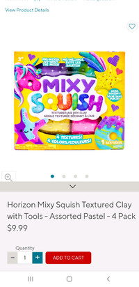 Horizon Mixy Squish Textured air dry Clay with Tools 4 colors.