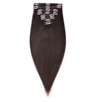 Dark Brown Brazilian Clip-In Human Hair Extensions In 20 Inches