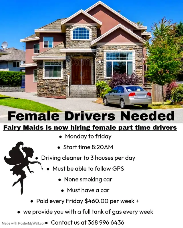 Female drivers needed part time