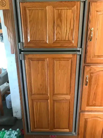 Electric/Propane Dometic Fridge, most popular size, with nice wood doors, zero damage, complete, We...