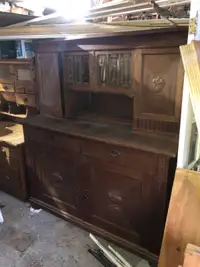 Antique oak cabinet Buffet Hutch