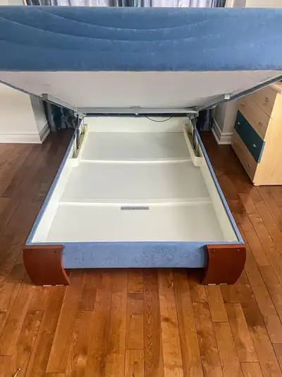 Hydraulic Storage Sofa Bed - Blue Upholstered - 185 x 120, View more