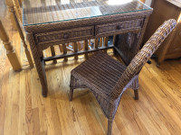 Vintage Wicker desk with chair 