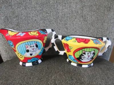 REDUCED - $8 Catzilla Candice Reiter Sugar Bowl and Creamer, View more