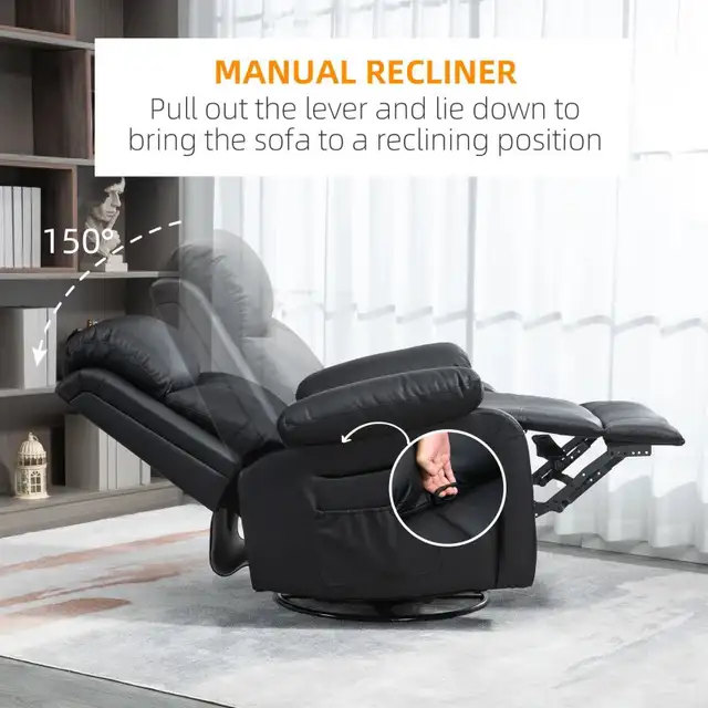 PU Leather Reclining Chair with Vibration Massage Recliner in Chairs & Recliners in Markham / York Region - Image 7
