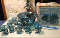 Carnival Glass Punch Bowl Set