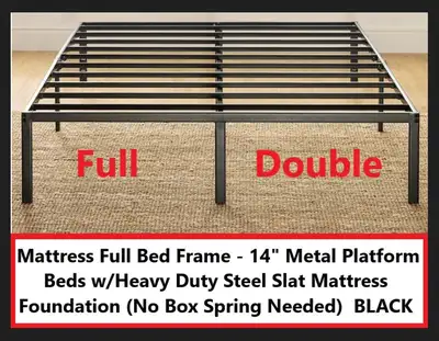 (NEW)  FULL DOUBLE Bed Frame 14” Metal Platform Steel Foundation, View more