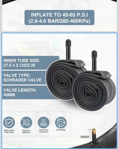 2 bike tubes 27.5”, View more