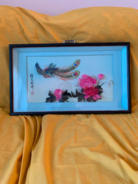 Bird and Flower Shadow Box Art Picture