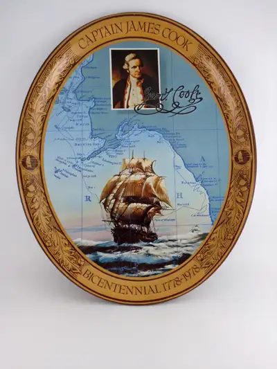 Vintage Coca-Cola Captain James Cook  commemorative tray, 1978, View more
