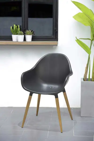 Black Armchair with Wooden Legs, View more