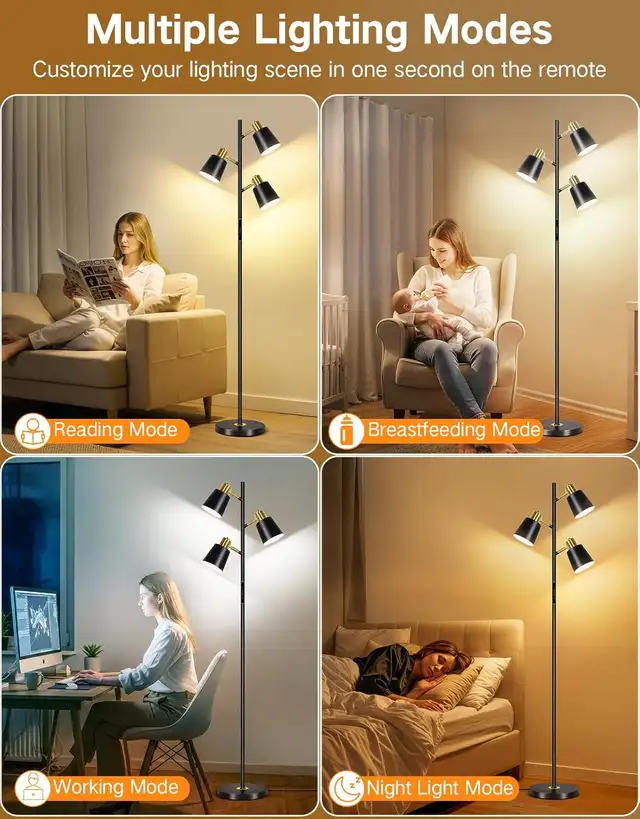 LED Tree Floor Lamp Dimmable with Remote, 4 Color Temps, 3 Rotat in Indoor Lighting & Fans in Oshawa / Durham Region - Image 7
