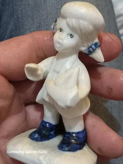 Vintage Delft Blue Milk Maid Girl with sailboat Figurine, View more