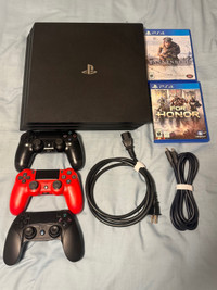 PS4 Pro 1Tb + 3 Controllers and 2 Games *Like New*