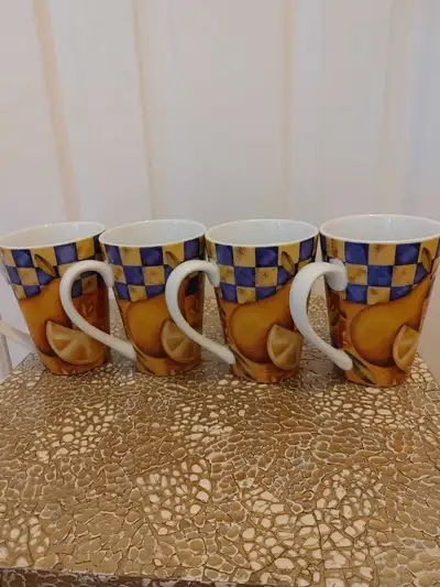 Set of 4 fruit themed mugs, View more