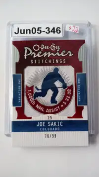 Joe Sakic 2008-09 OPC Premier Stitchings 1000 assists Avalanche