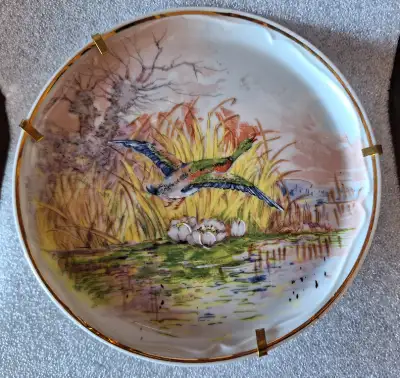 Limoges France Hand Painted 5 1/4"  Plate Gold Trim + Stand, View more