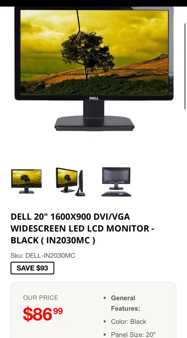DELL  20in monitor  in Monitors in North Bay - Image 3