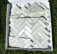 Carrera Marble Herringbone Mosaic Tile 1 x 3 Polished