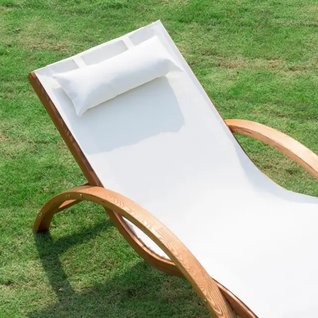 Outdoor Wood Sling Chaise Lounge Reclining Garden Mesh Lounger P in Patio & Garden Furniture in Markham / York Region - Image 10