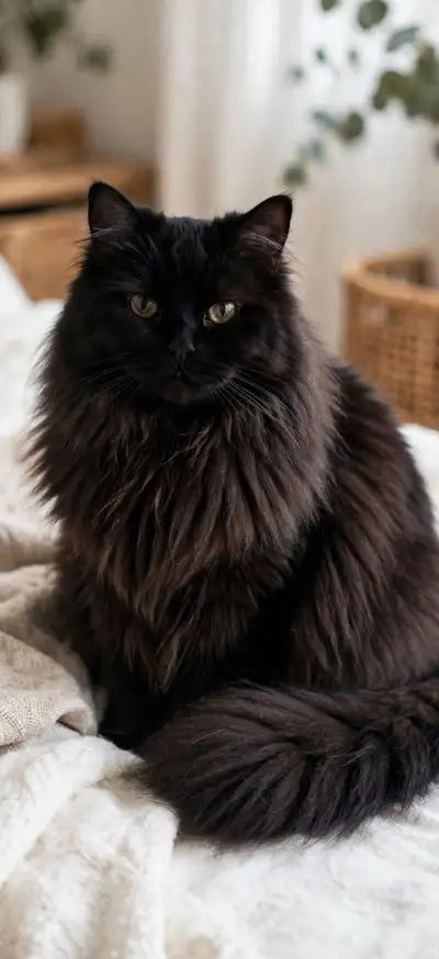 Her Monther is de**d . Adorable Black Long-Hair Kitten – 1.6 Mon, View more
