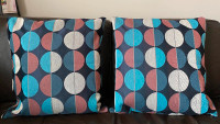 NEW 2 pillows cushions IKEA zipper closure blue gray dusty pink