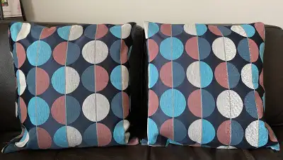NEW 2 pillows cushions IKEA zipper closure blue gray dusty pink, View more