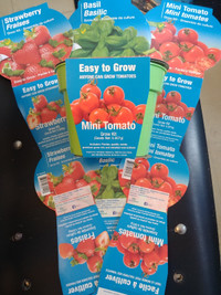 7 pour 5$ Kit de semences Tomates / Basilique / Fraises