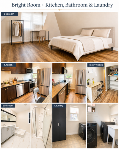 Three bright private rooms on the first floor of a well-maintained Victorian home at 25 Barnesdale A...