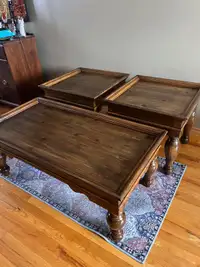 Beautiful solid Rustic pine Coffee table and end tables