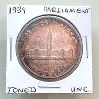 1939 Canada Commemorative Parliament .800 Silver Proof $1 Coin!
