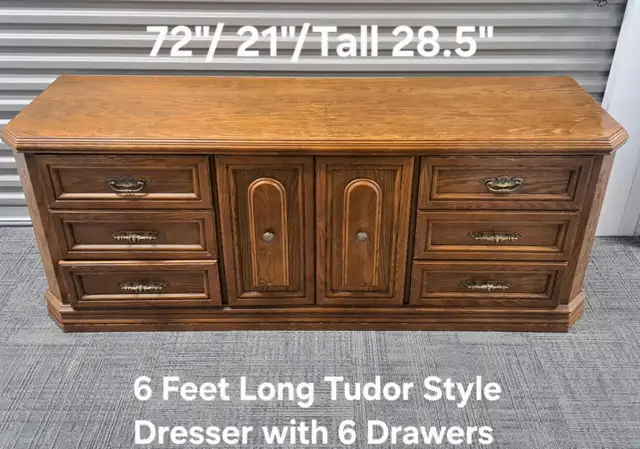 Solid Wood Tudor-Style Storage Cabinet / Credenza – 72" in Hutches & Display Cabinets in City of Toronto - Image 6