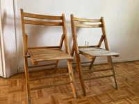 chaises de bois pliantes, 30$ pour les 2