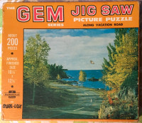 Jig Saw picture puzzle « along vacation road » VINTAGE