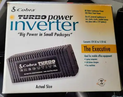 New in Boxes; converts from car 12VDC to 112 VAC for small household appliances; perfect for camping...