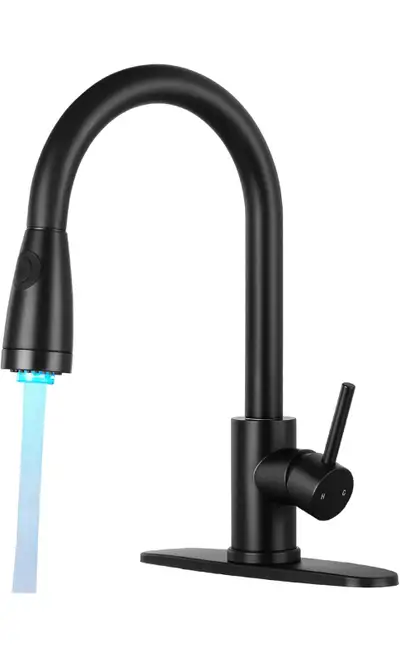 Kitchen faucet pull down LED black chrome and brushed nickel , View more