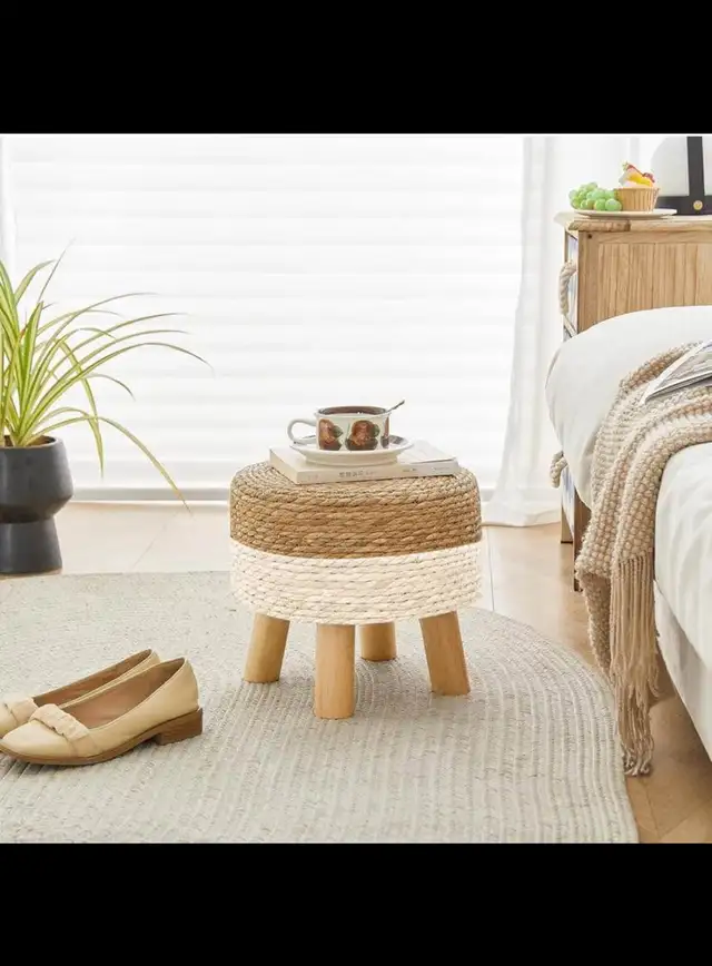 Round Ottoman NaturalSeagrass Footstool, Round Footstool with 4  in Other in Hamilton - Image 9