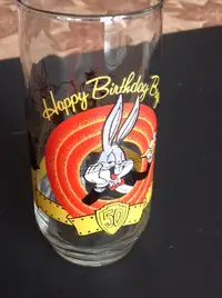 Looney Tunes Happy Birthday 50th Anniversary ~ Bugs Bunny  Glass