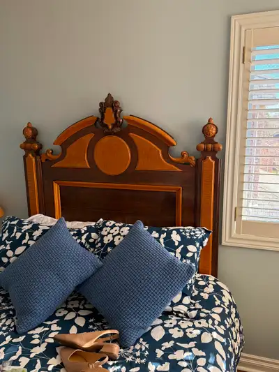 Antique bed frame plus dresser with mirror, View more