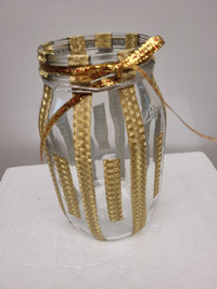 Decorated 128 OZ Wide Mouth Glass Jar