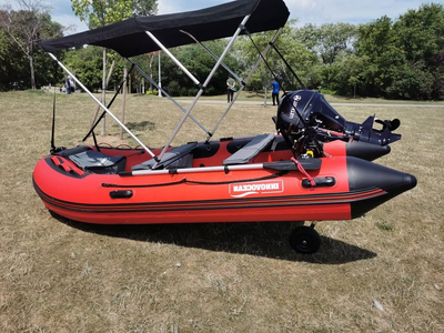 Selling MA360 12ft inflatable boat with all accessories include canopy; ladder;two fishing rod holde...