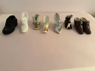 Vintage Miniature Porcelain and Glass Shoe Collection, View more