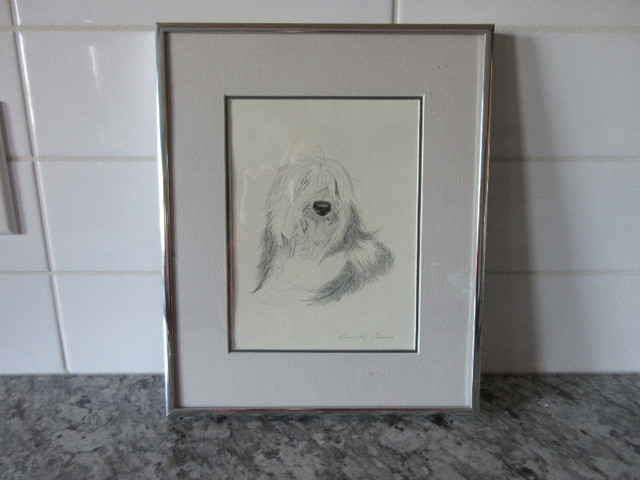 Old English Sheepdog Framed Sketch in Arts & Collectibles in St. Albert - Image 2