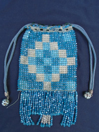 Antique Crochet Faceted Seed Bead Purse Handmade 1920's